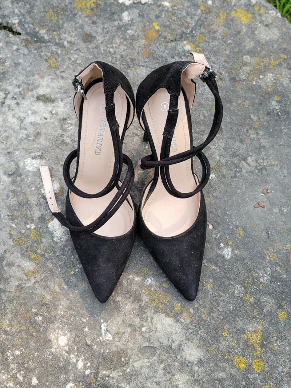 Gorgeous black double ankle strap stilettos from Revamped